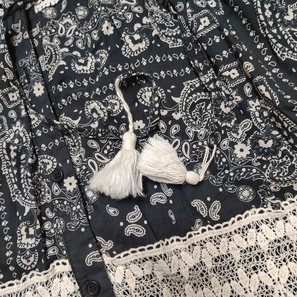 Italian Cotton Madame Urbana Bandana Print Maxi Dress Women's Medium Bohemian - Picture 12 of 12